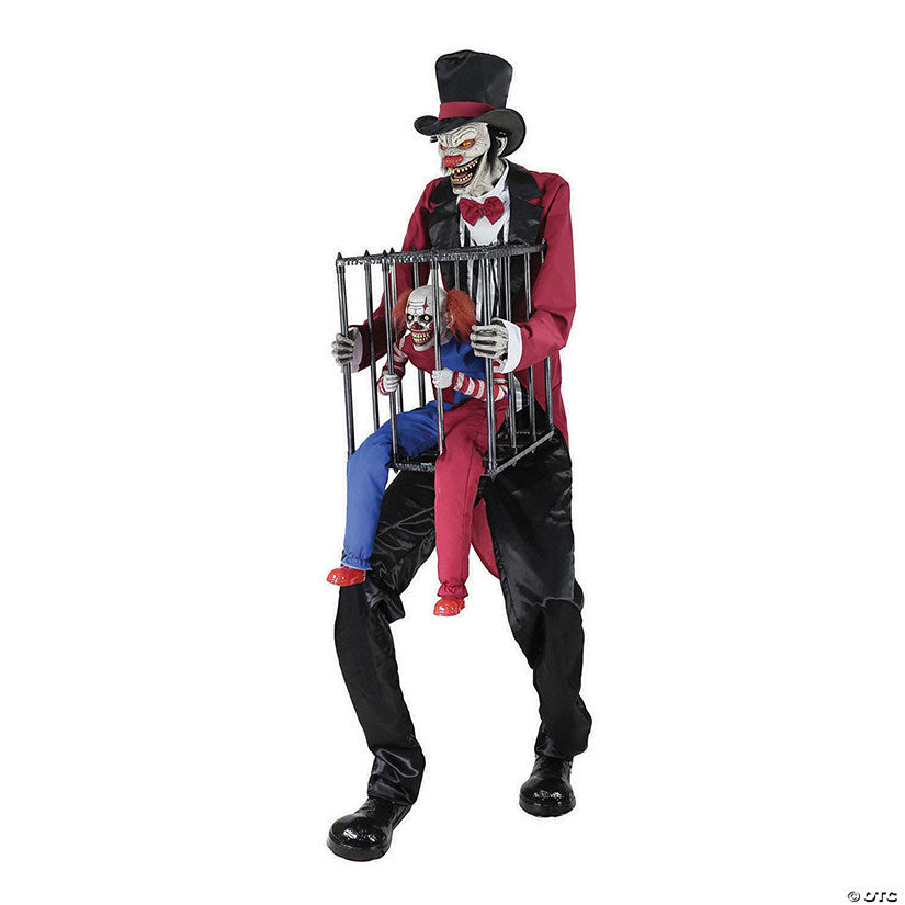 7' Rotten Ringmaster with Caged Clown Halloween Decoration | USA Decoration®