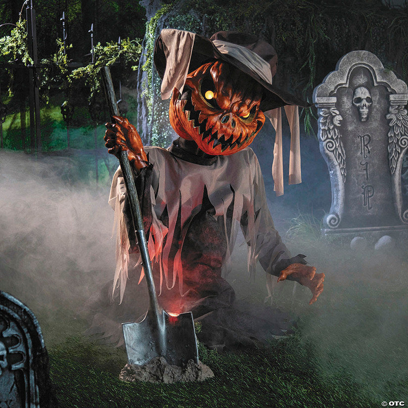 3 Ft. Animated Light-Up Pop-Up Pumpkin Head Scarecrow Halloween Decoration | USA Decoration®