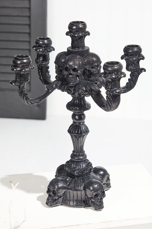 Resin Skull Candelabra 14 Inch Halloween Decoration