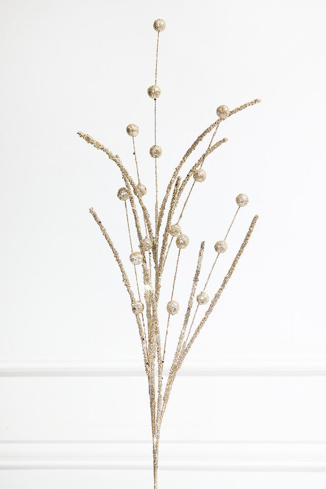 35” Champagne Glitter, Sequins & Bead Ball Spray for Holiday Decor