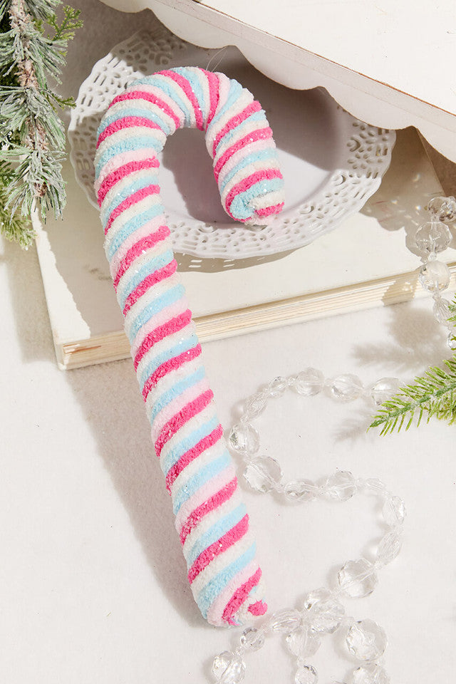 12” Chenille Sweets Candy Cane for Holiday Decor