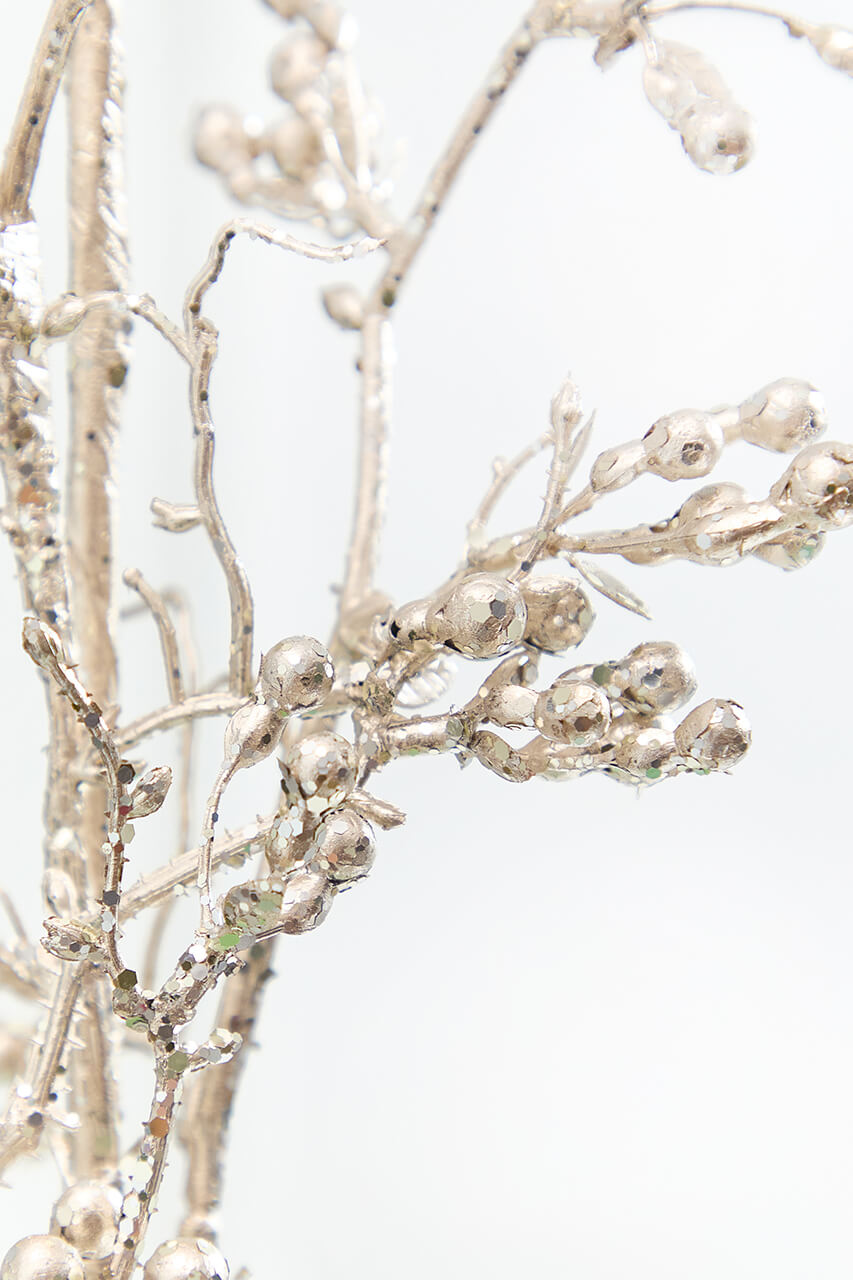 56.5" Champagne Glitter Berry Weeping Spray