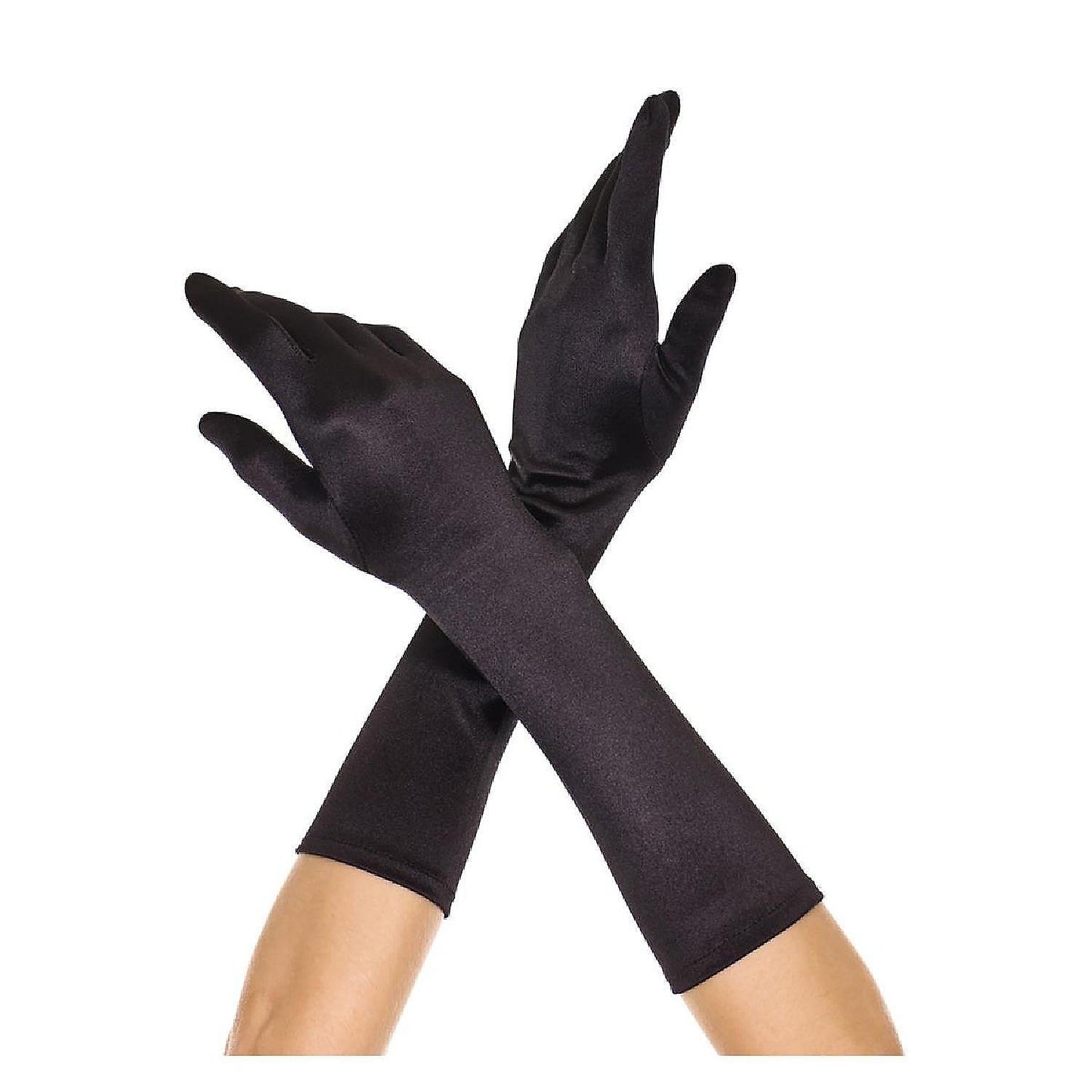 Music Legs 426-BLACK Elbow Length Satin Gloves - Black | USA Decoration®