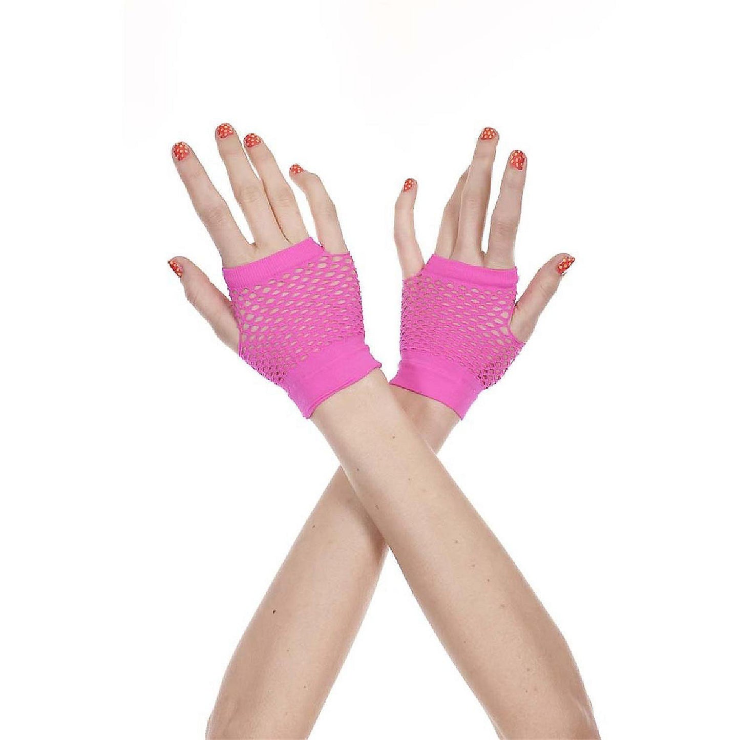 Music Legs 478-NEONPINK Thick Diamond Net Gloves, Neon Pink | USA Decoration®