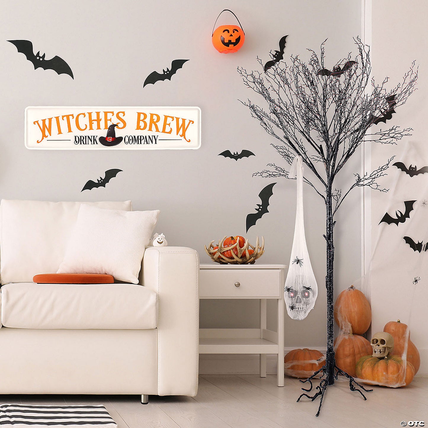 National Tree Company 27 in. Animated Halloween Hanging Skull, Sound Activated | USA Decoration®