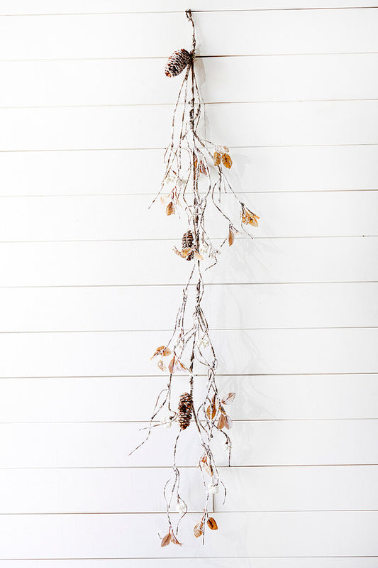 48" Snow Glitter Winter Chalet Garland Frosted Natural Holiday Decor