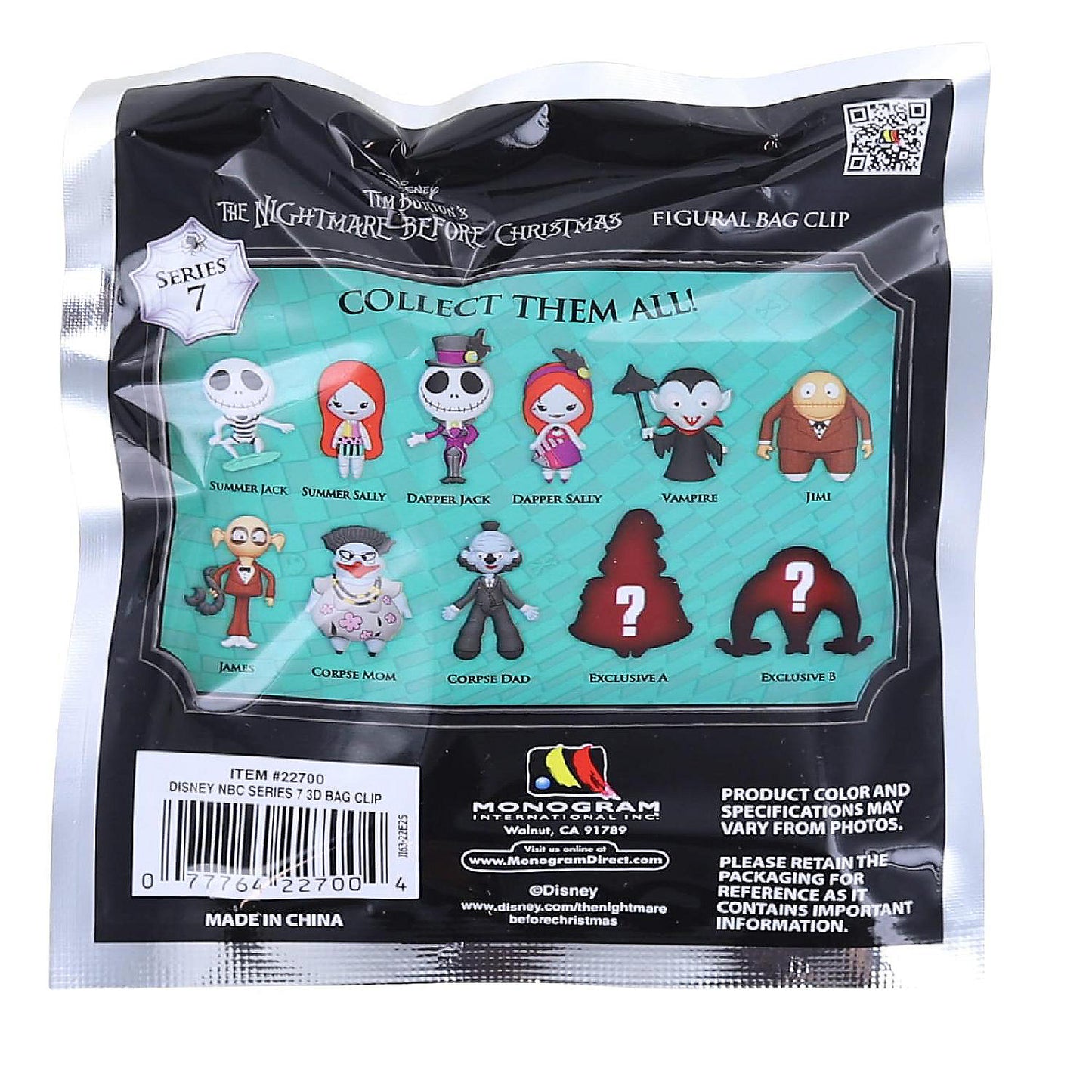 Nightmare Before Christmas Series 7 3D Foam Bag Clip 1 Random | USA Decoration®