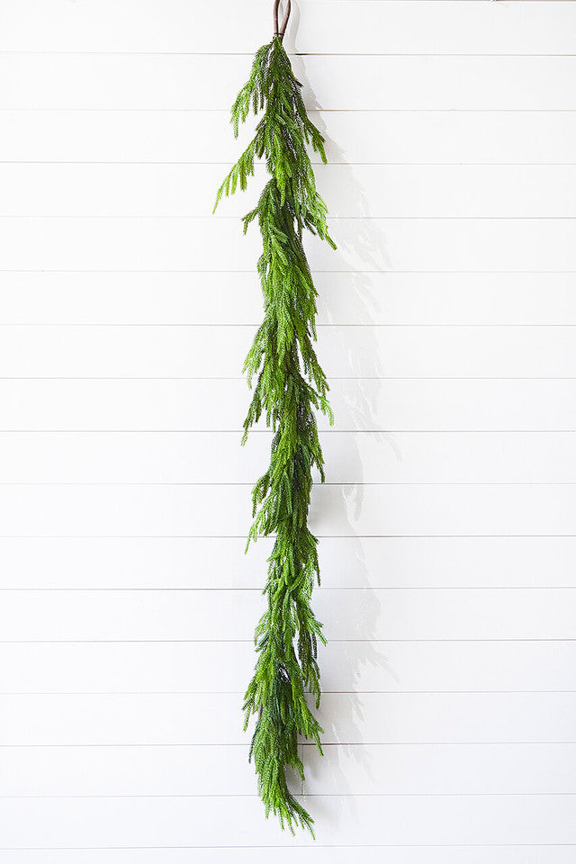 72" Real Touch Norfolk Pine Garland Lifelike Artificial Greenery for Holiday & Year-Round Decor