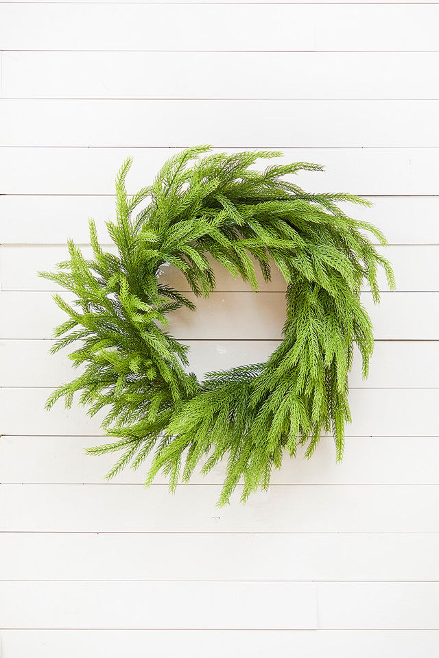 28" Real Touch Forest Norfolk Pine Wreath Lifelike & Fresh Holiday Decoration