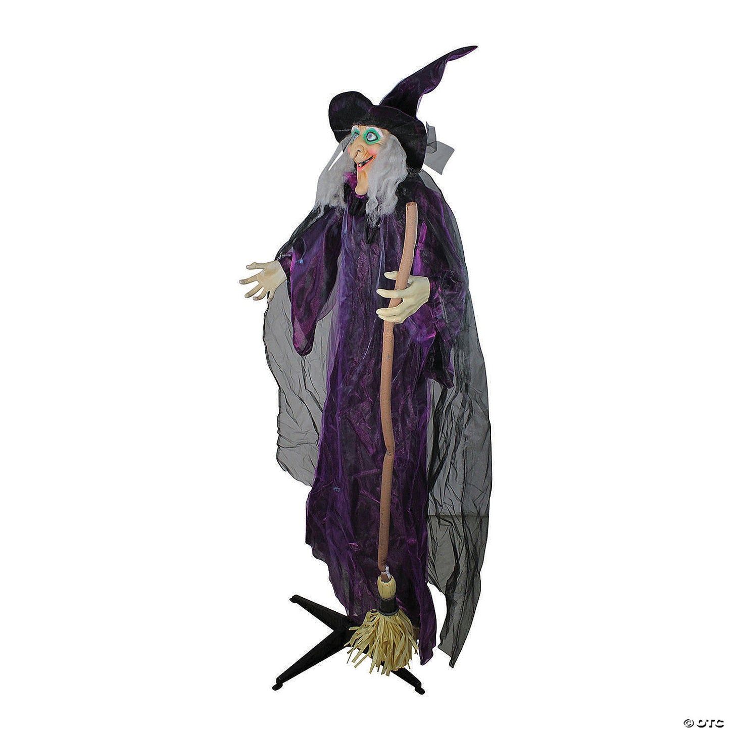 Northlight 66" Animated Standing Witch and Broomstick Halloween Decoration | USA Decoration®