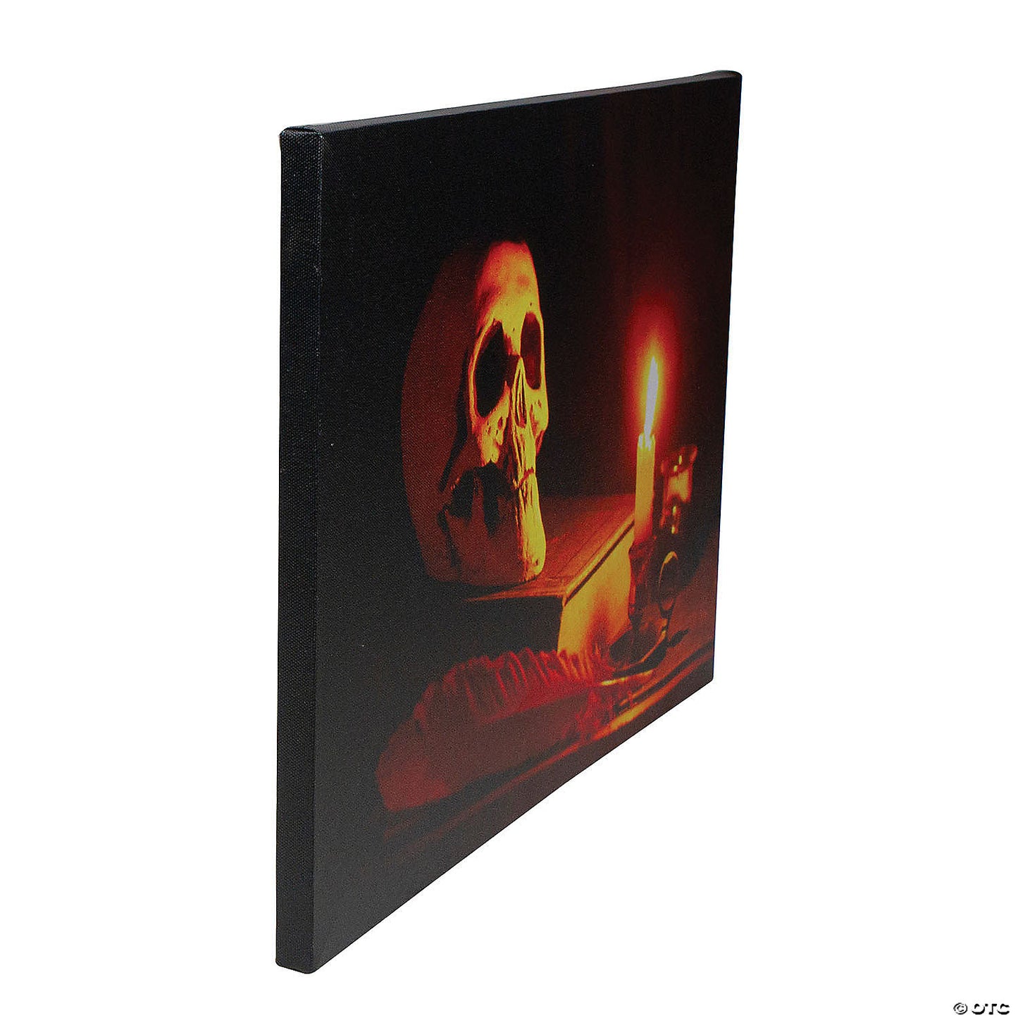 Northlight Black and Orange LED Lighted Skull Halloween Wall Art 12" x 15.75 | USA Decoration®