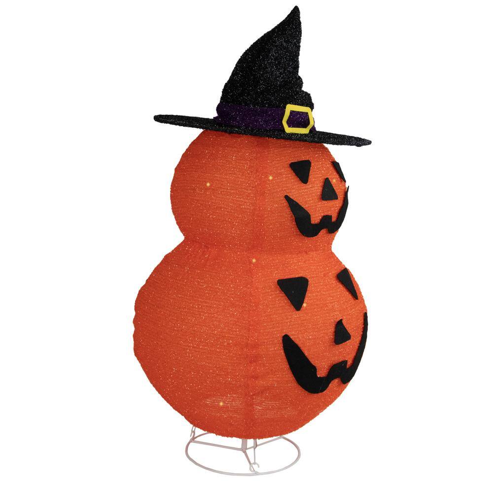 34 in. Jack-O-Lanterns in Witch's Hat Outdoor Halloween Decoration | USA Decoration