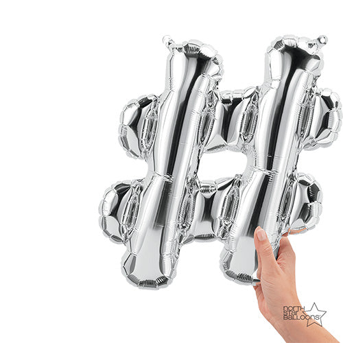 16 Inch Hashtag | Northstar Silver Balloon | Party Decoration | Air-Filled Balloon