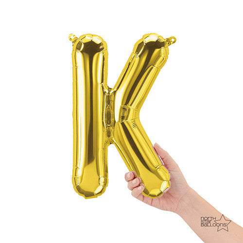 16 Inch Letter K | Northstar Gold Balloon | Party Decoration | Air-Filled Balloon