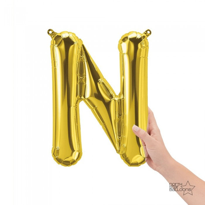 16 Inch Letter N | Northstar Gold Balloon | Party Decoration | Air-Filled Balloon