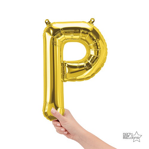 16 Inch Letter P | Northstar Gold Balloon | Party Decoration | Air-Filled Balloon