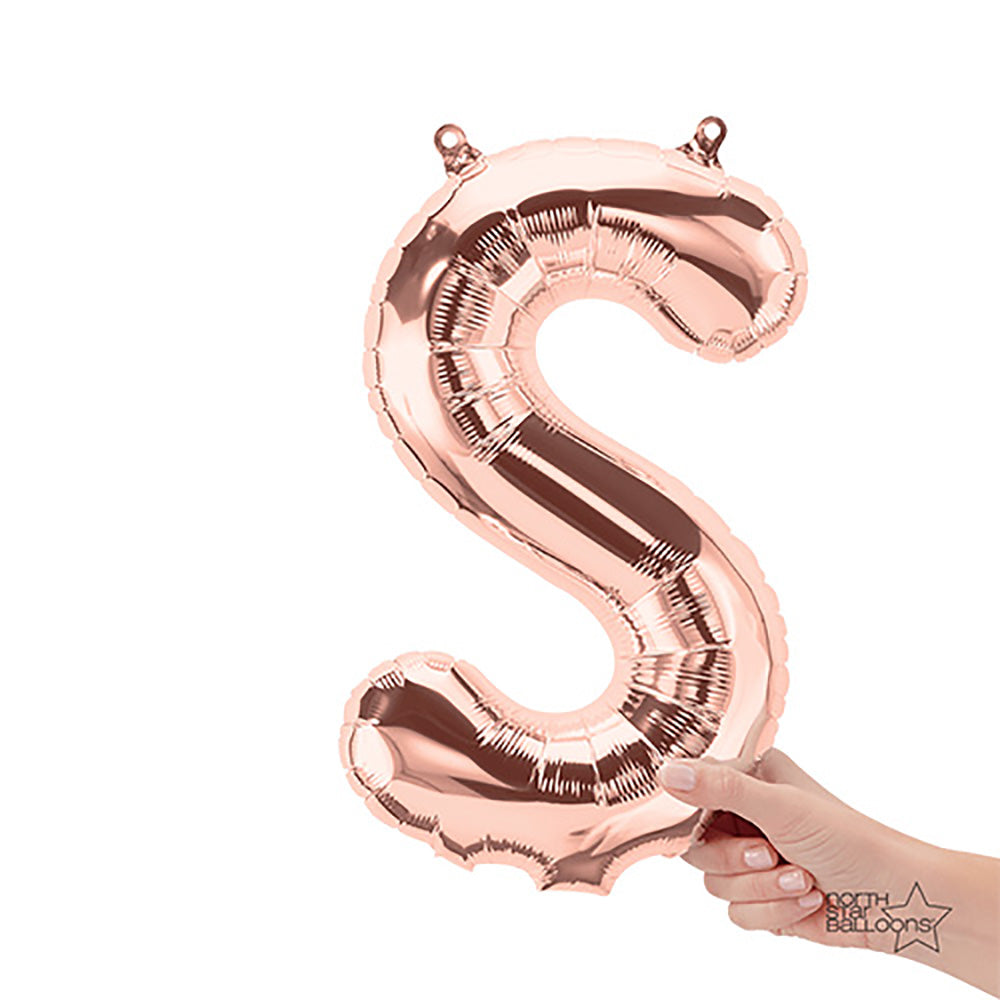 16 Inch Letter S | Northstar Rose Gold Balloon | Party Decoration | Air-Filled Balloon
