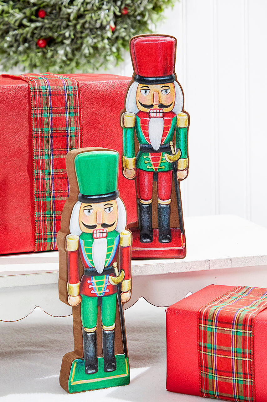 10-Inch Red and Green Wooden Nutcracker for Classic Holiday Display