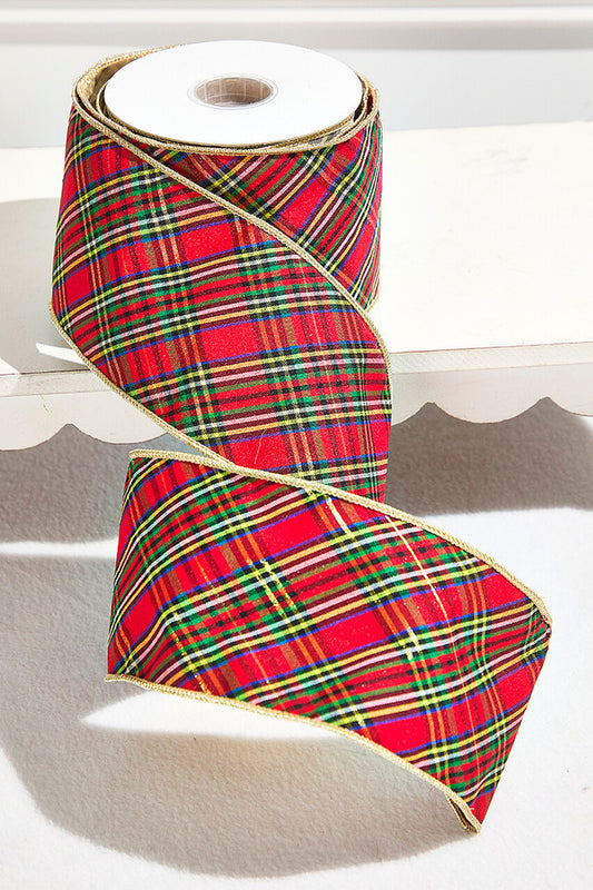 4" x 10 Yard Traditional Holiday Plaid Ribbon Classic Christmas Ribbon