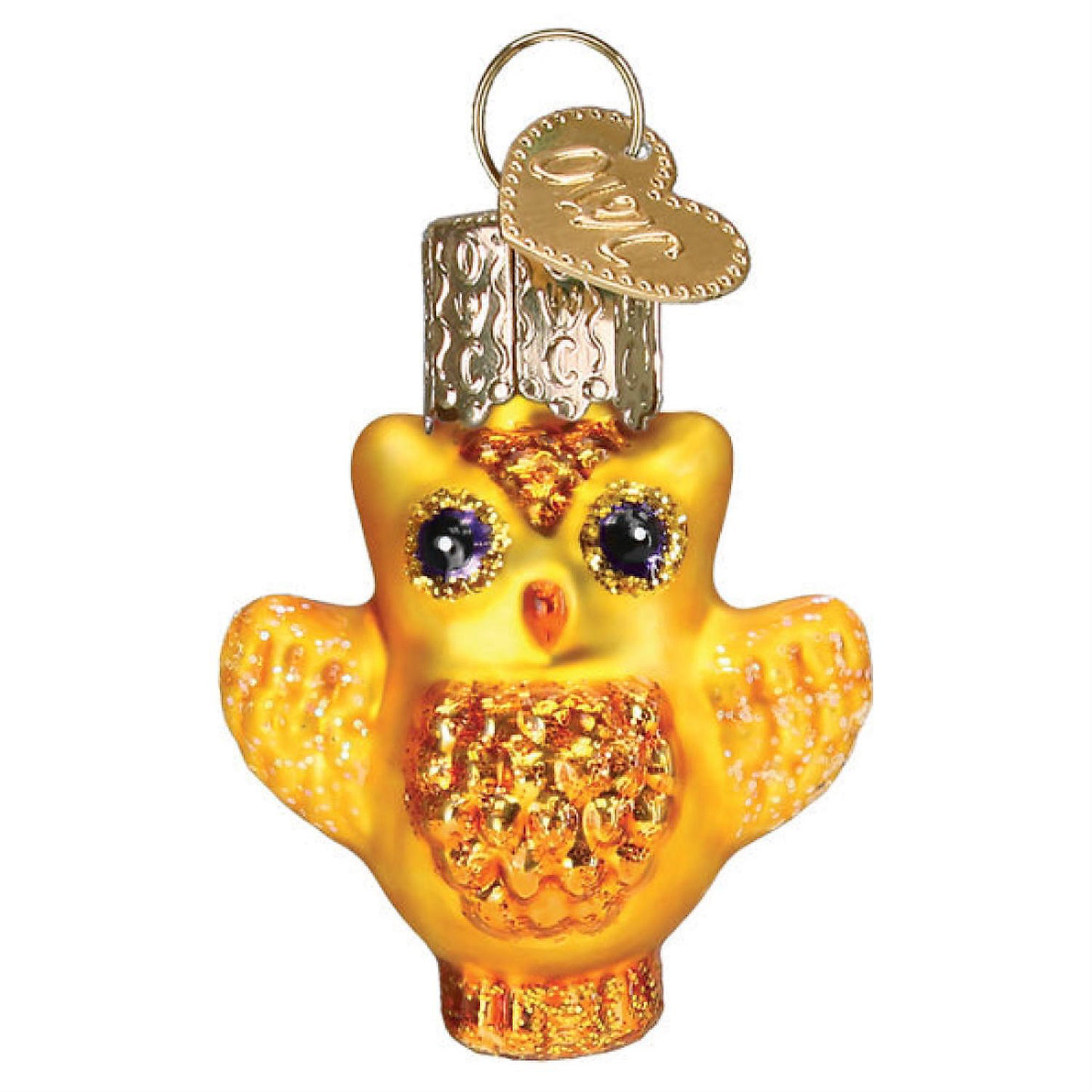 Old World Christmas Blown Glass Hanging Ornament for Halloween, Mini Owl with OWC Gift Box