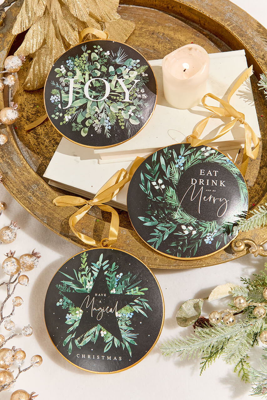 Metal Disc Ornament 6 Inch Christmas Decoration