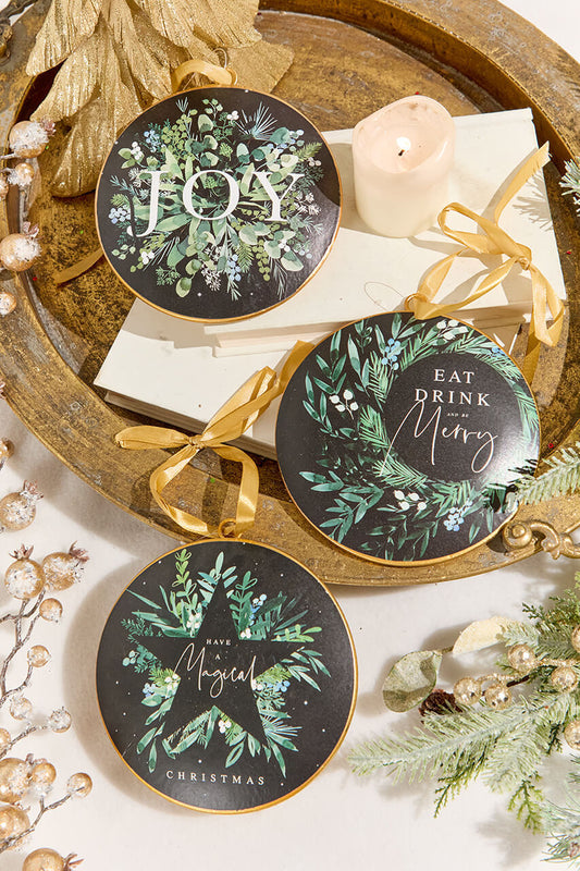 Metal Disc Ornament 6 Inch Christmas Decoration