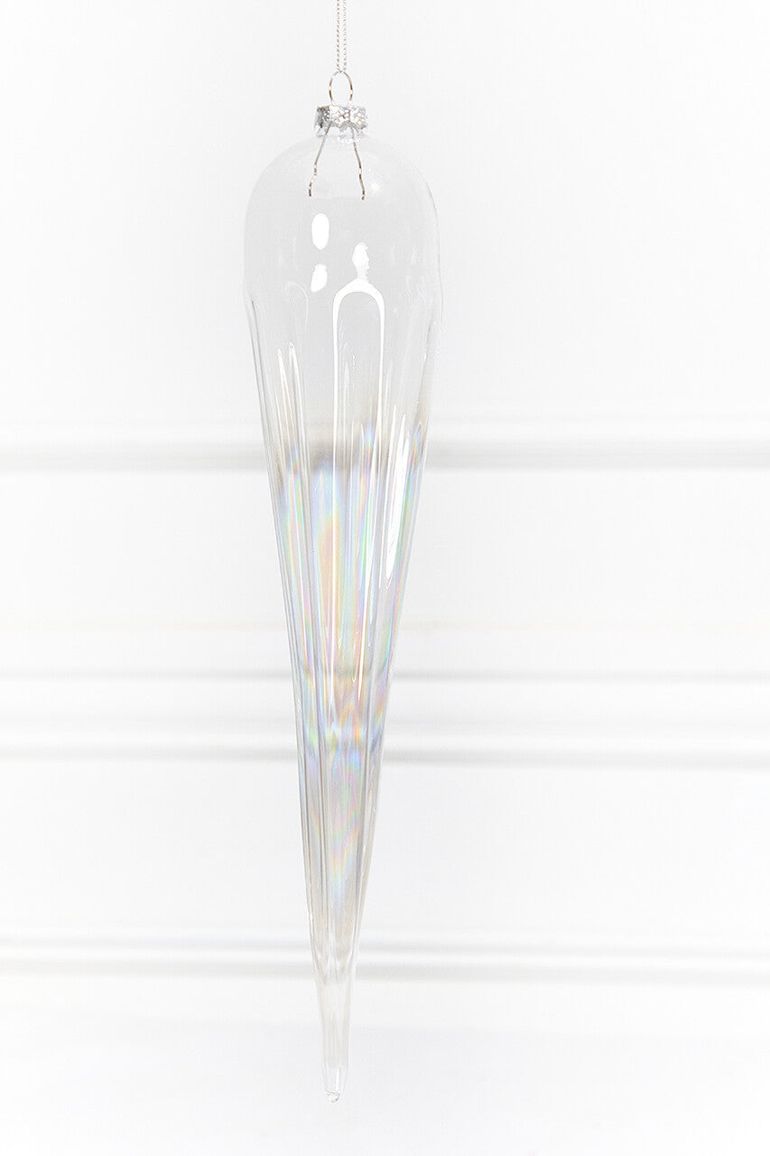 13 Inch Iridescent Finial Glass Ornament
