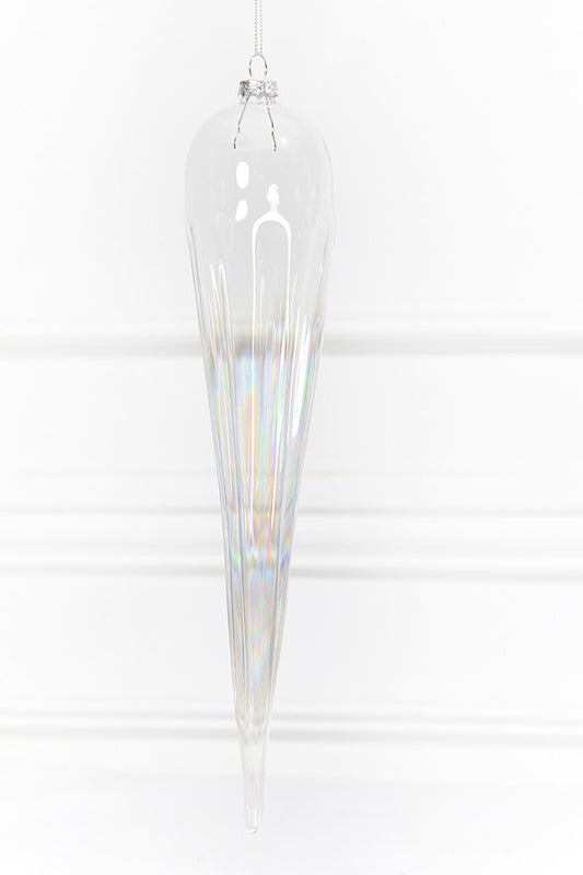 13 Inch Iridescent Finial Glass Ornament