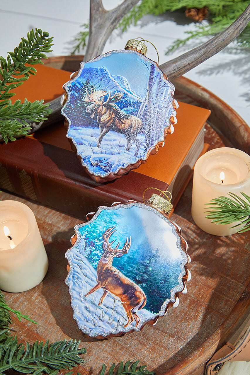 5" Glass Pinecone Ornament with Winter Scene Handcrafted Holiday Tree Decoration for Classic Christmas Décor