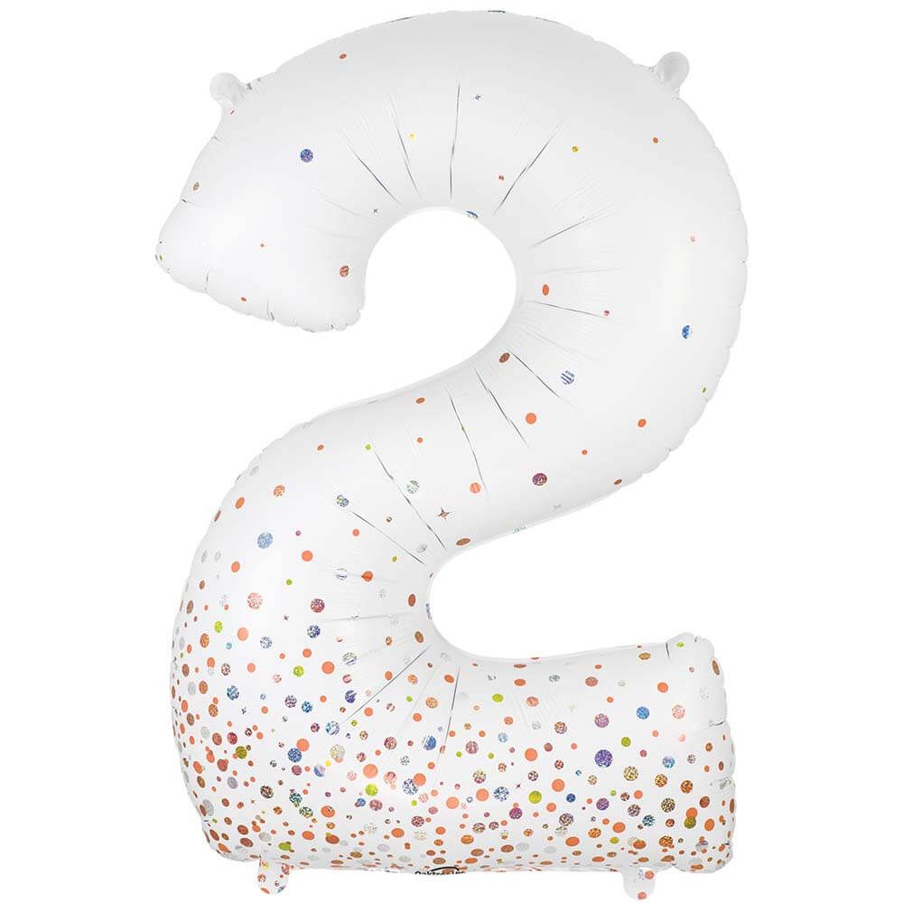 34 inch NUMBER 2 - OAKTREE - SPARKLING FIZZ HOLOGRAPHIC WHITE | USA Decoration®