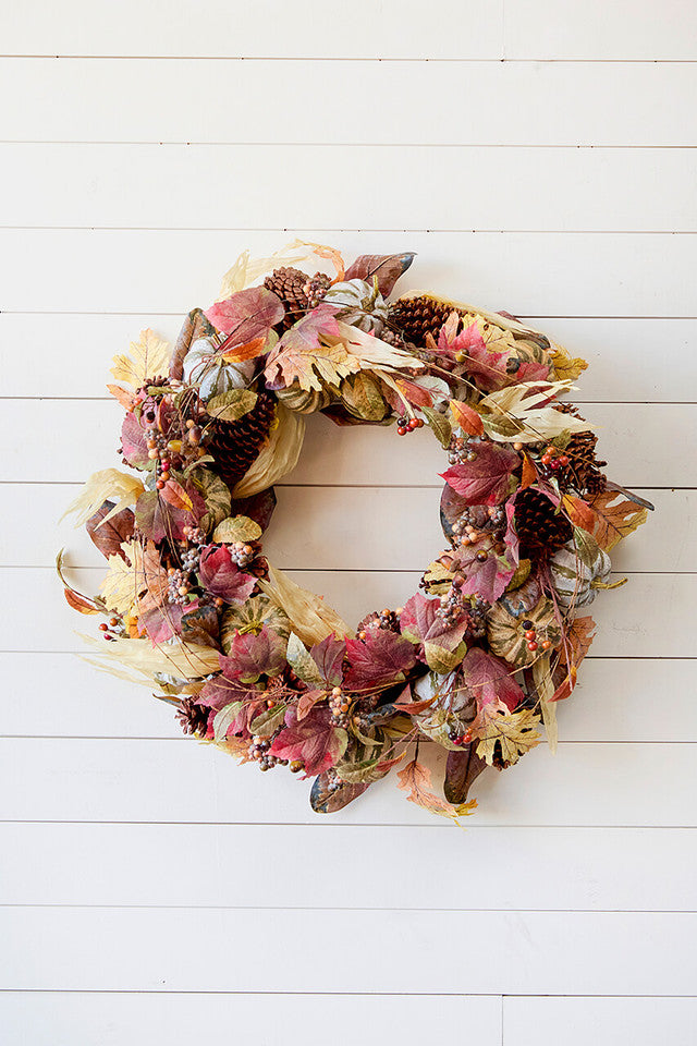 25" Farmhouse Autumn Wreath Rustic Fall Harvest Door Decoration