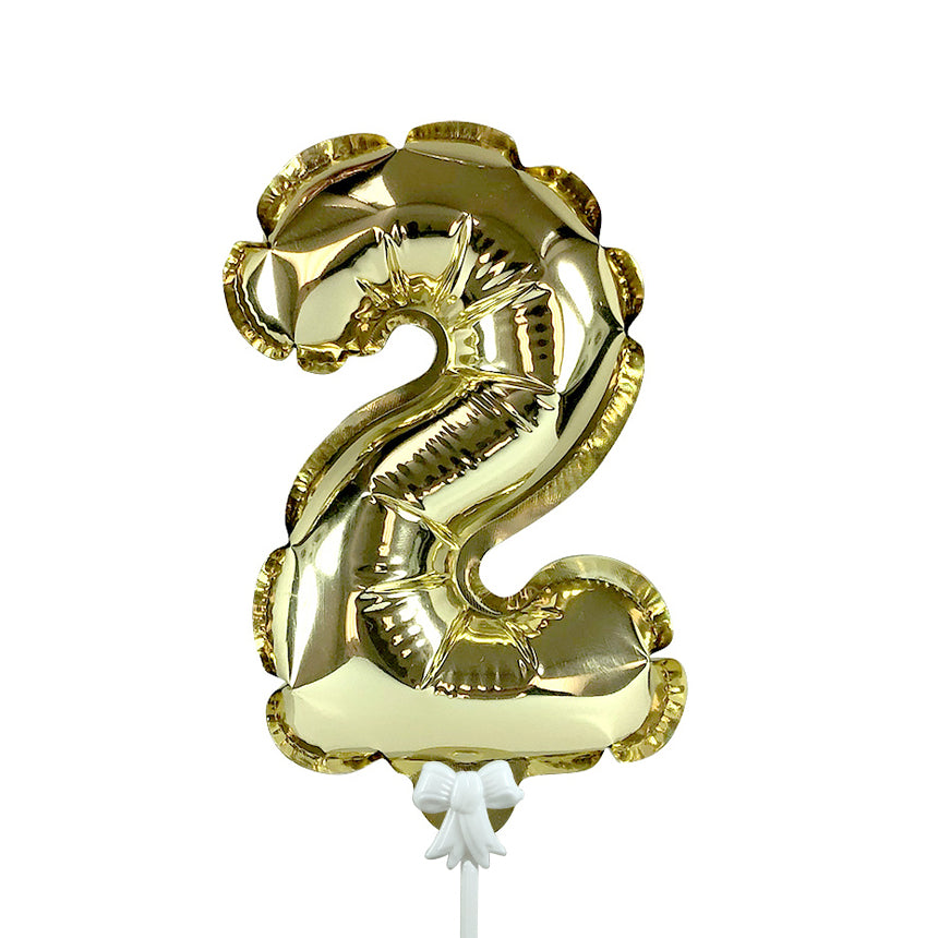 7 inch SELF-INFLATING NUMBER 2 - GOLD | USA Decoration®