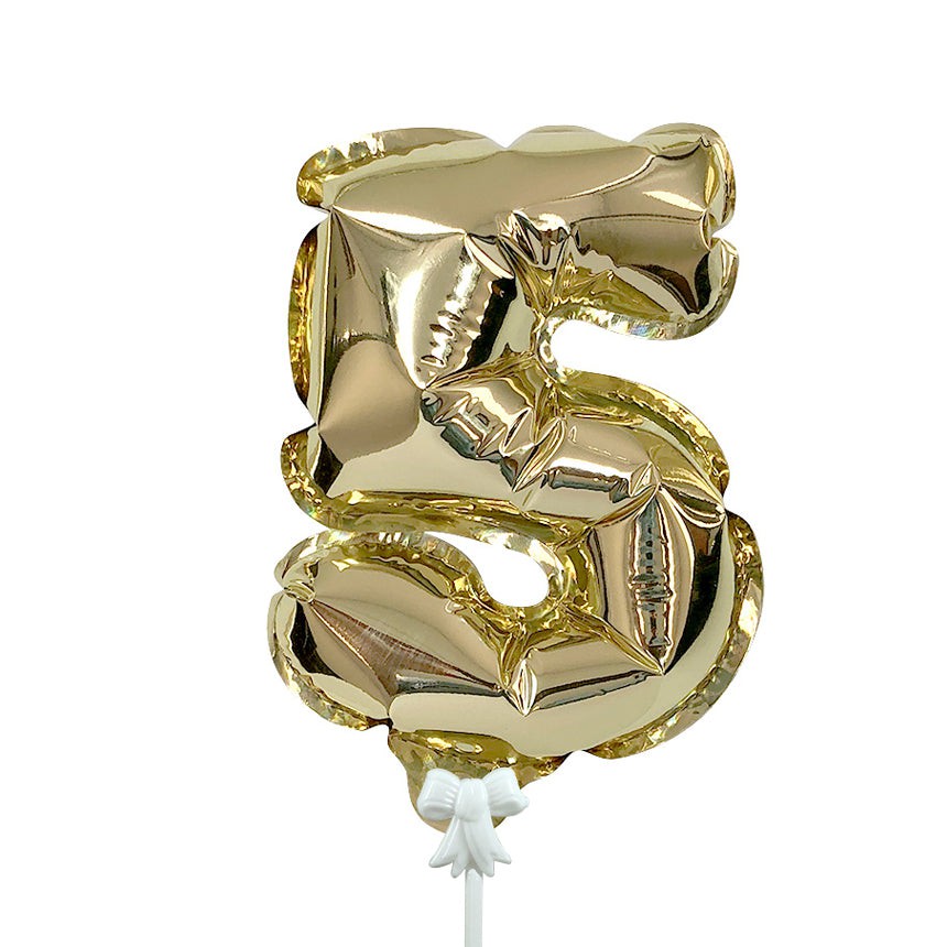 7 Inch Self Inflating Number 5 Balloon | Gold | USA Decoration®