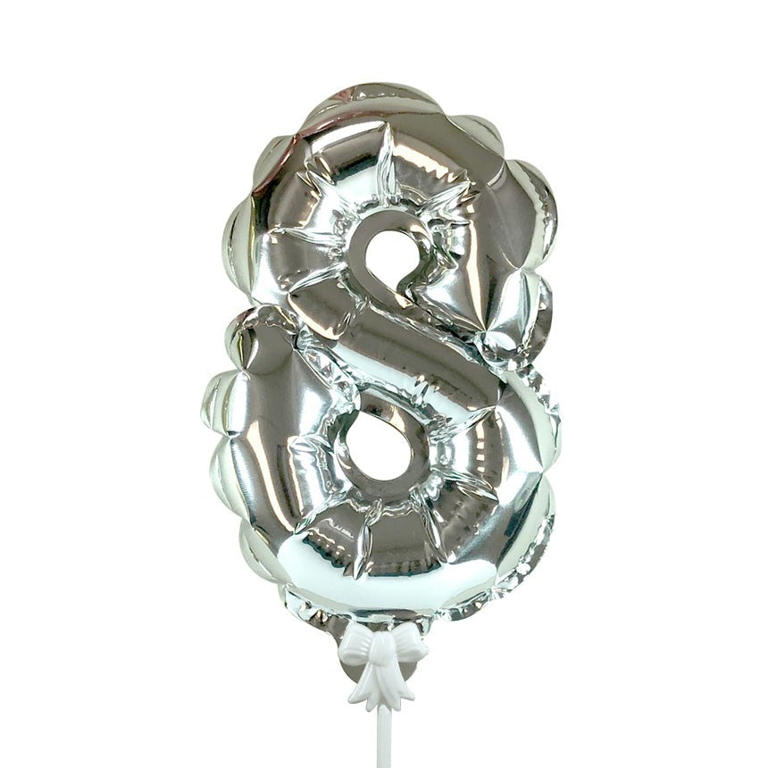 7 inch SELF-INFLATING NUMBER 8 - SILVER | USA Decoration®