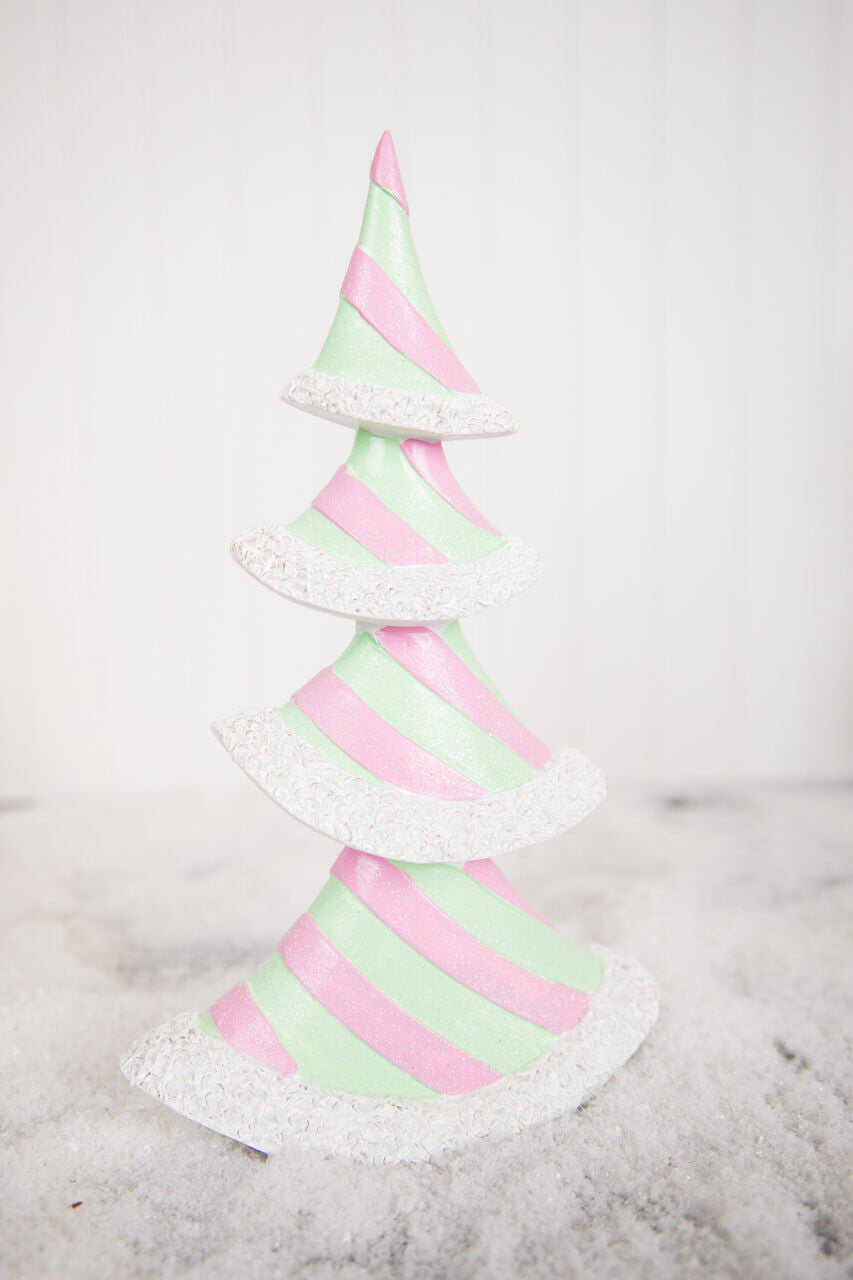 11.6” Resin Pastel Peppermint Layer Tree Colorful Holiday Table Décor