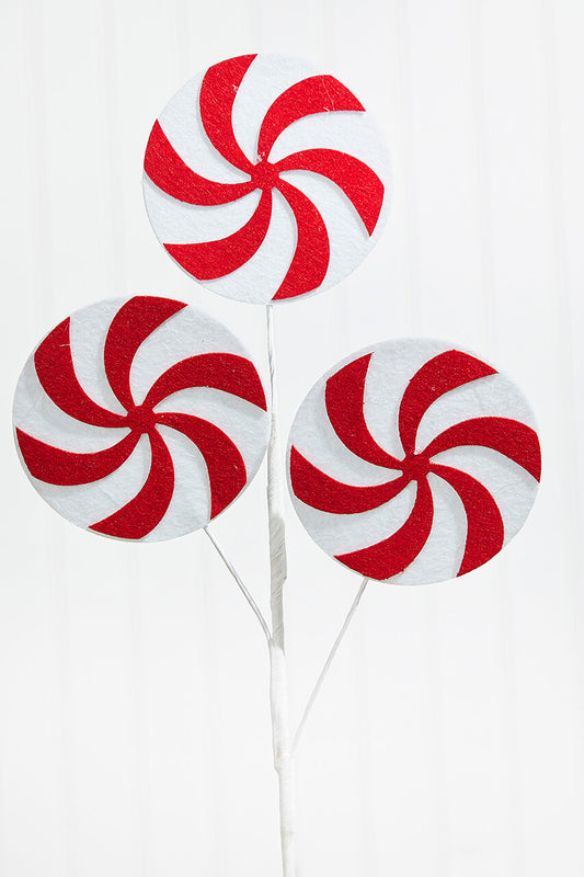 20" Red and White Peppermint Swirl Stem Holiday Decoration