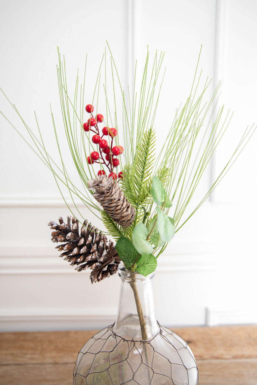 Pine Berry Cone Spray 18 Inch Christmas Decoration