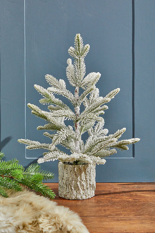 18” Potted Noble Fir Tree with Snow Realistic Winter Tabletop Décor