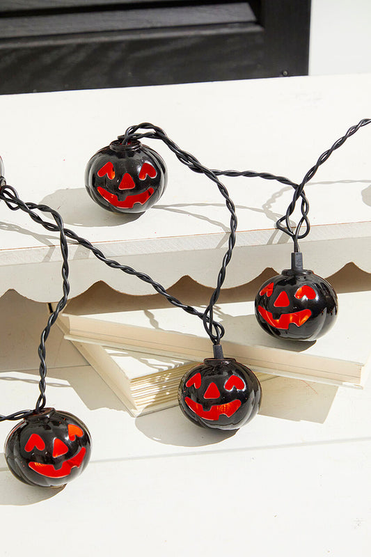 6' Pumpkin Light Strand with 10 Jack-o’-Lanterns for Spooky Halloween Décor