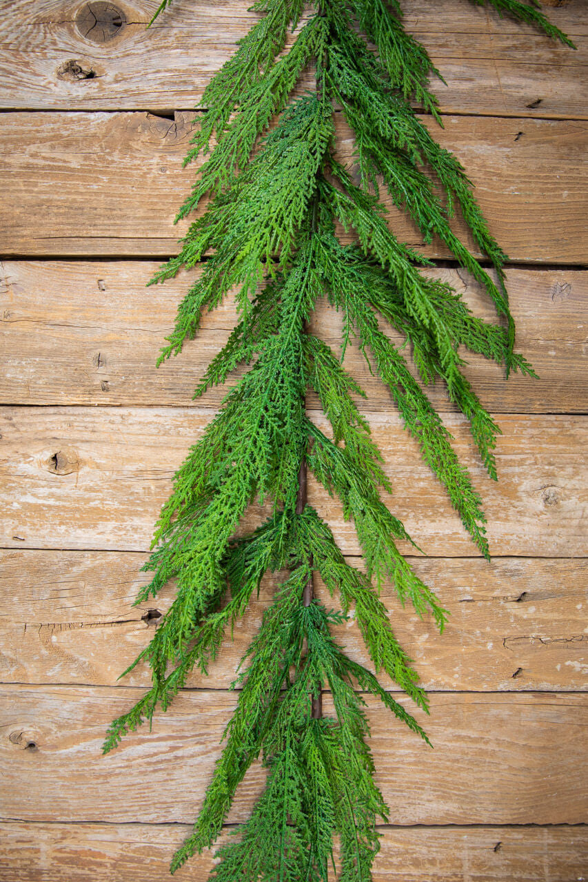 48” Real Touch Lebanon Cedar Garland Full, Lifelike Evergreen Holiday Décor