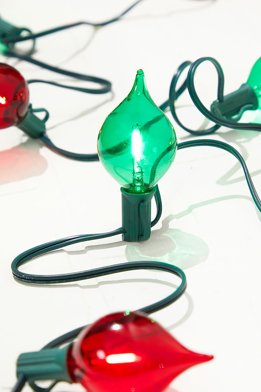 128" LED Retro Kismet Light Strand Red & Green Vintage Christmas Lights (Set of 8)