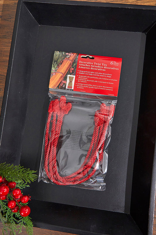 16” Red Decorative Twist Ties Flexible Holiday Fasteners for Gift Bags Crafts & Party Favors