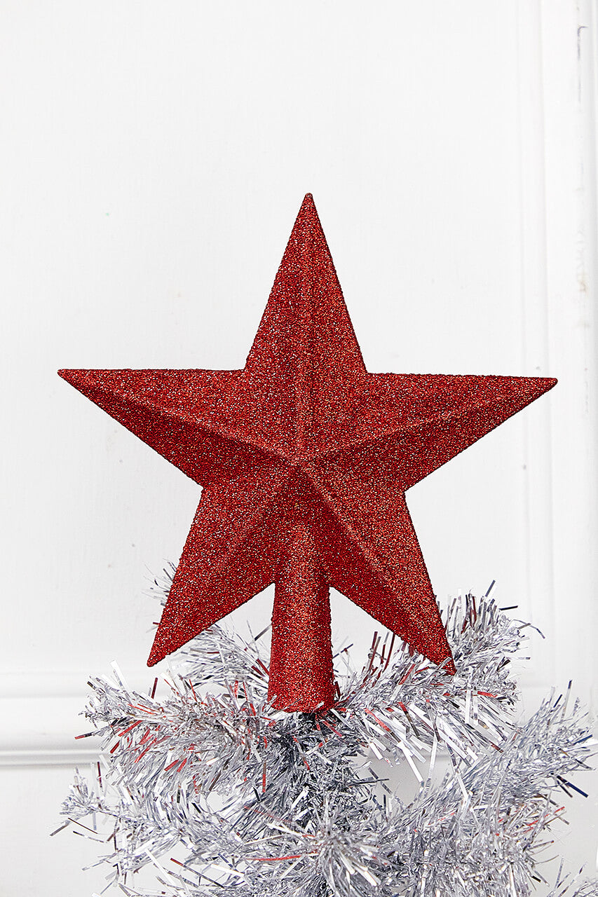 7" Christmas Red Shatterproof Tree Topper Vibrant & Durable Holiday Tree Decoration