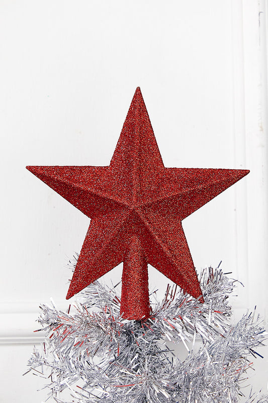 7" Christmas Red Shatterproof Tree Topper Vibrant & Durable Holiday Tree Decoration