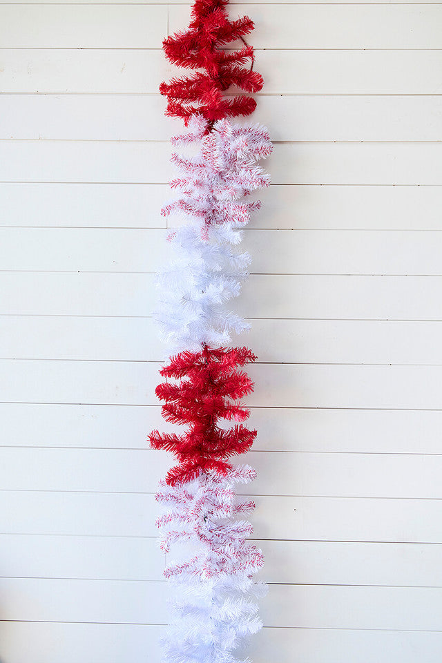 9' x 12" Red and White Caprico Garland Classic Christmas Garland for Mantels, Stairs & Holiday Displays