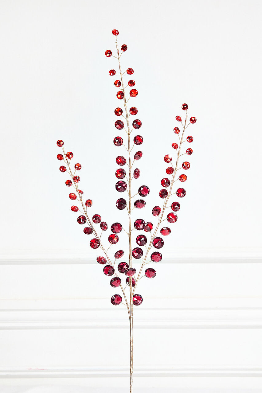 32.5” Red Jewel Spray for Holiday and Seasonal Decor