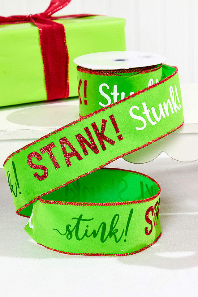 2.5" x 10 Yards "Stink! Stank! Stunk! Holiday Ribbon Fun Christmas Craft & Gift Wrap Trim