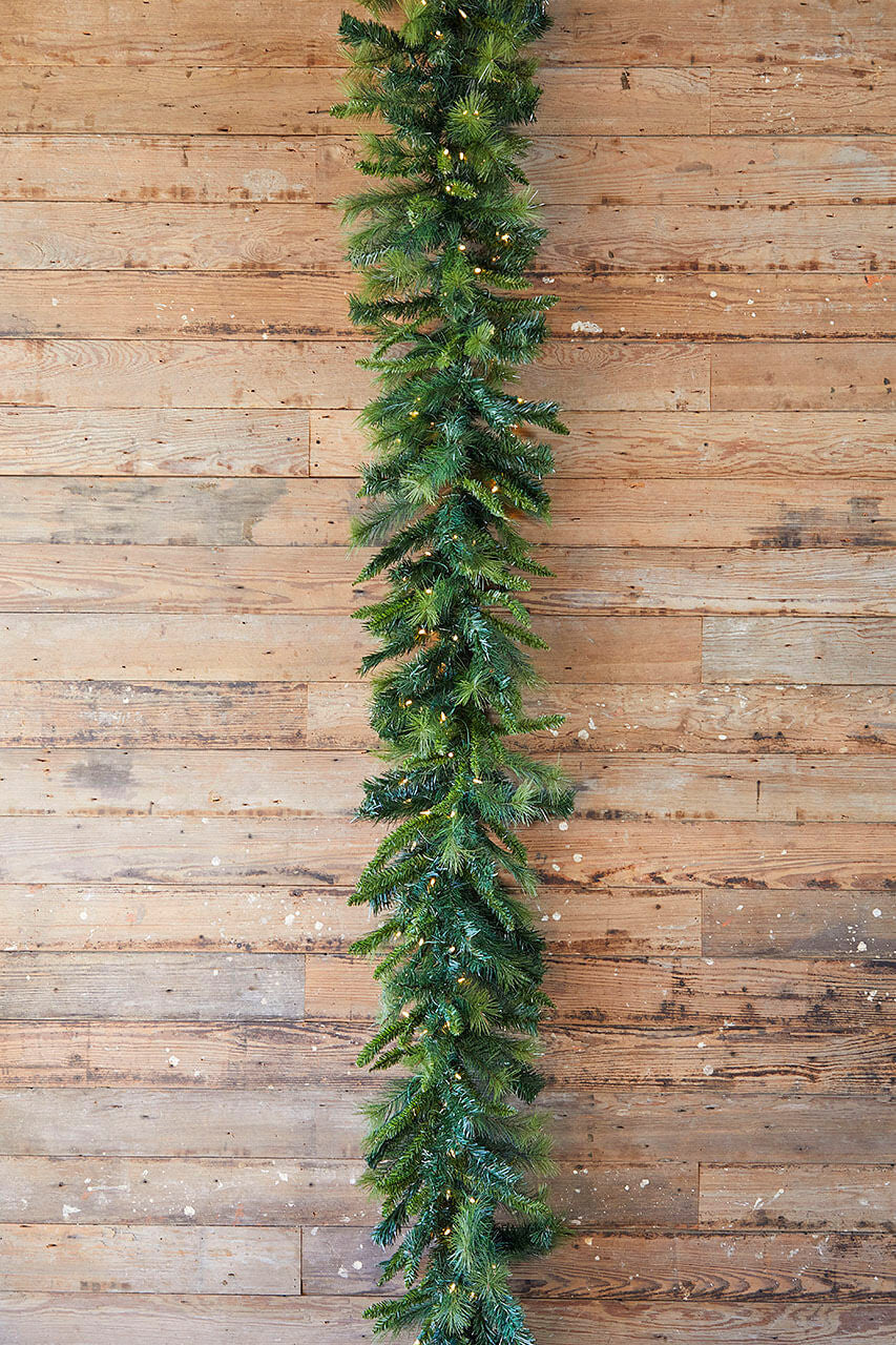 9' x 16" LED Royal Mix Lighted Garland Pre-Lit Greenery for Mantel Stairs or Holiday Decor