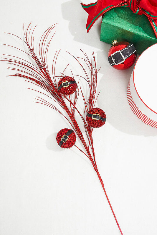 26 Inch Red Glitter Santa Belt Spray Christmas Decoration