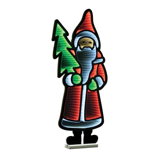 33 Inch Santa with Tree Infinity Light Holiday Decoration